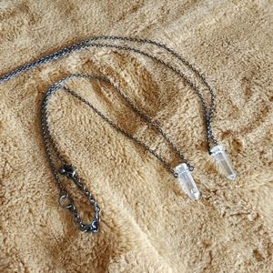 Clear crystal necklace duo